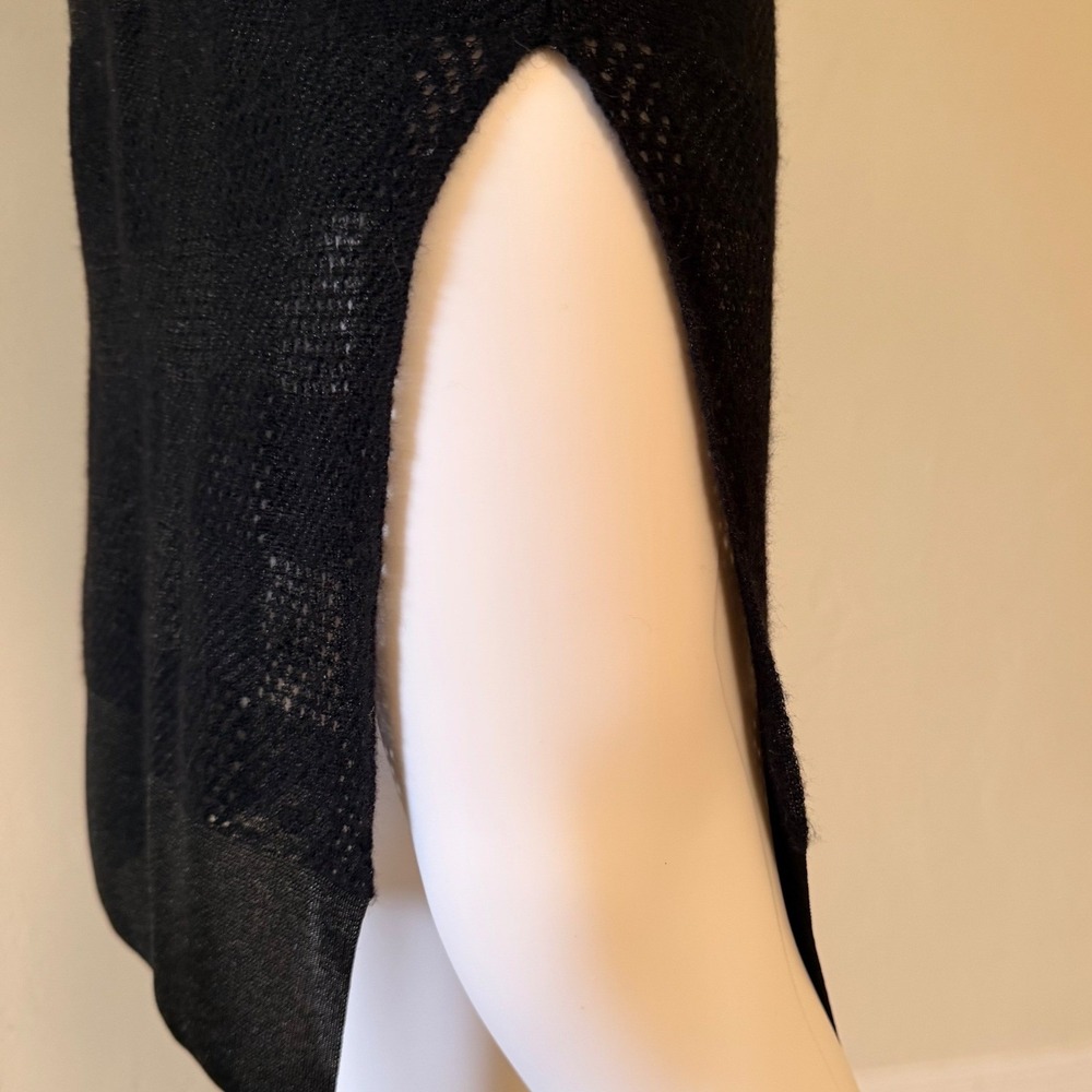 Rag & Bone Women's Black Alpaca Wool Pointelle Mesh Knit Midi Dress Size XXS - Picture 7 of 12